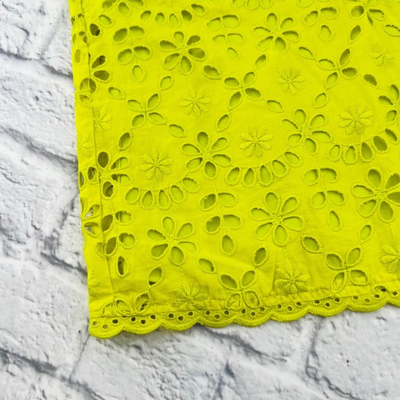 J Crew Eyelet Lace Sleeveless Blouse Lime Green Size XS - Picture 4 of 9